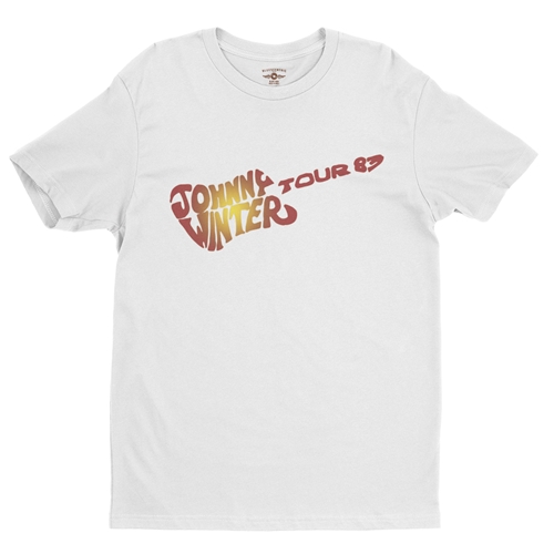 Johnny Winter 1983 Tour  T-Shirt - Lightweight Vintage Style - white