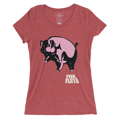 Pink Floyd Algie Pig Ladies T Shirt - Relaxed Fit - ladiesheatherred