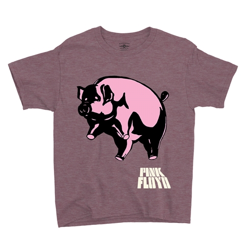 Pink Floyd Algie Pig Youth T-Shirt - Lightweight Vintage Children & Toddlers - youthheathermaroon