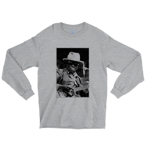 John Lee Hooker Black & White Photo Long Sleeve T-Shirt - longsleeveathleticheather