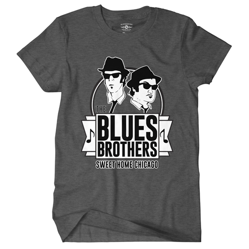 The Blues Brothers Sweet Home Chicago T-Shirt - Classic Heavy Cotton - classicheathergrey