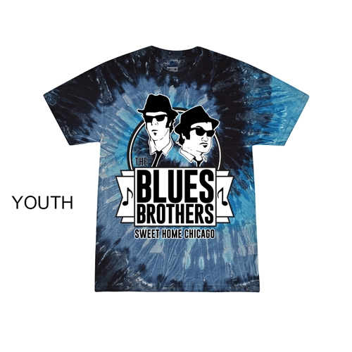 Youth Small Batch The Blues Brothers Sweet Home Chicago Tie-Dye T-Shirt - Bluesy Blue