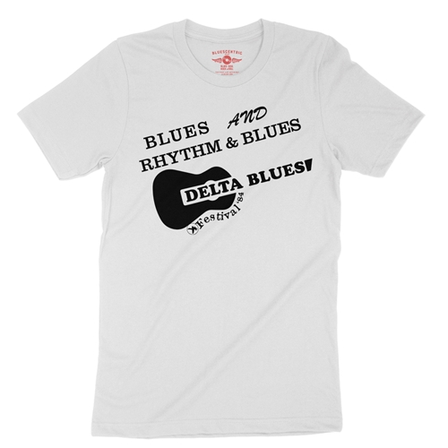 Small Batch Ltd Edition Delta Blues Fest 1984 Reissue T-Shirt - Lightweight Vintage Style - white