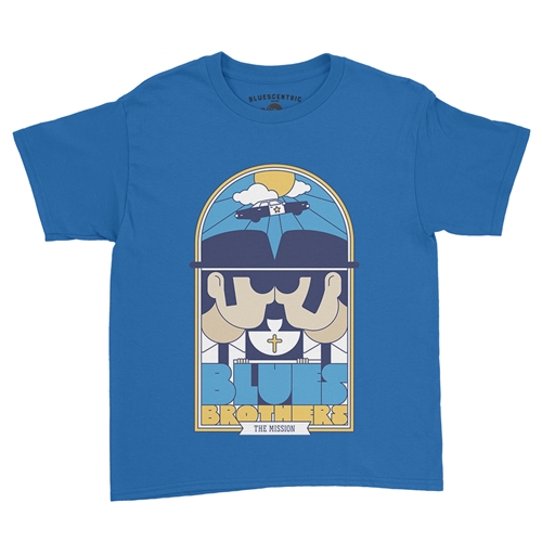 The Blues Brothers Stained Glass Youth T-Shirt - Lightweight Vintage Children - youthroyalblue