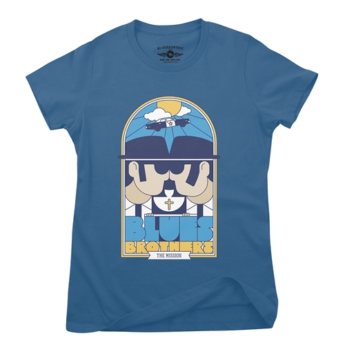 The Blues Brothers Stained Glass Ladies T Shirt - Relaxed Fit - ladiesblue