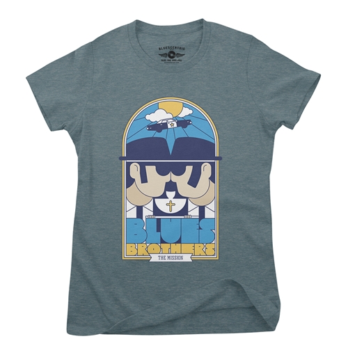The Blues Brothers Stained Glass Ladies T Shirt - Relaxed Fit - ladiesdeepteal