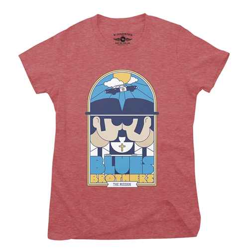 The Blues Brothers Stained Glass Ladies T Shirt - Relaxed Fit - ladiesheatherred