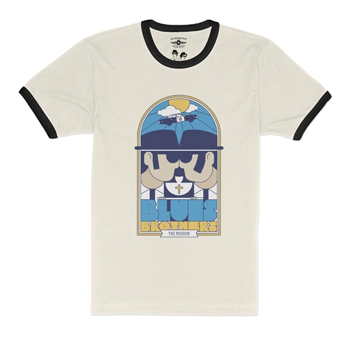 The Blues Brothers Stained Glass Ringer T-Shirt - ringernaturalblacktrim