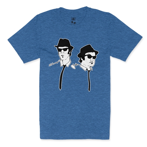 The Blues Brothers Silhouette T-Shirt - Lightweight Vintage Style - heatherbbblue