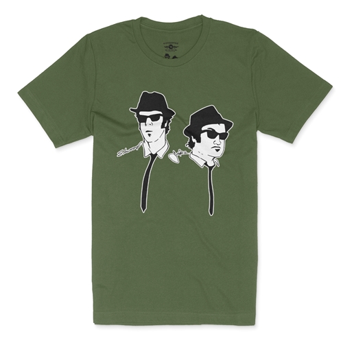 The Blues Brothers Silhouette T-Shirt - Lightweight Vintage Style - olive