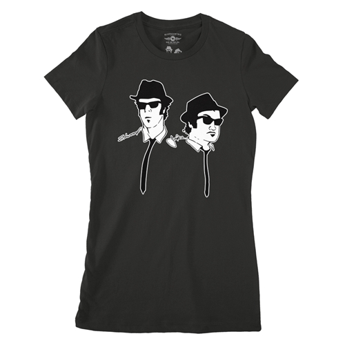 The Blues Brothers Silhouette Ladies T Shirt - Relaxed Fit - ladiesblack