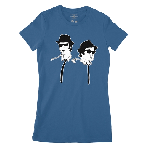The Blues Brothers Silhouette Ladies T Shirt - Relaxed Fit - ladiesblue