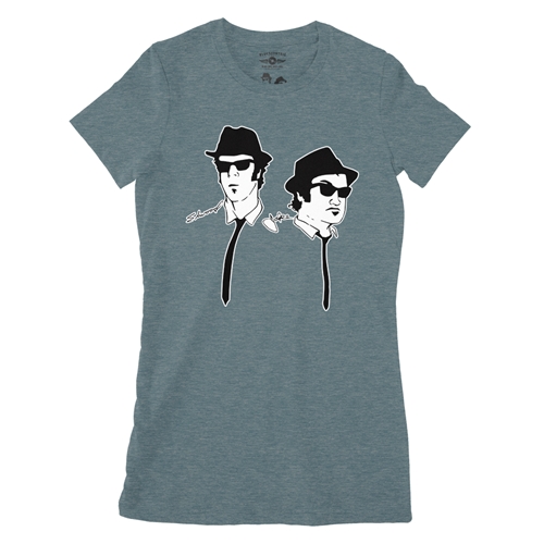 The Blues Brothers Silhouette Ladies T Shirt - Relaxed Fit - ladiesheatherdeepteal