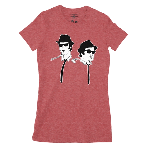 The Blues Brothers Silhouette Ladies T Shirt - Relaxed Fit - ladiesheatherred