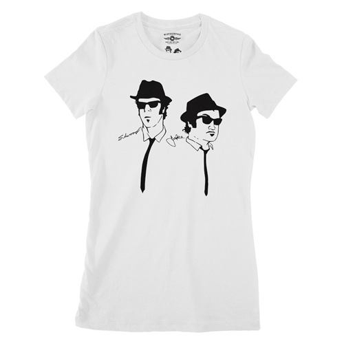 The Blues Brothers Silhouette Ladies T Shirt - Relaxed Fit - ladieswhite