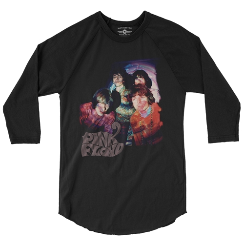 Psychedelic Pink Floyd Baseball T-Shirt - raglanblackblacksleeve