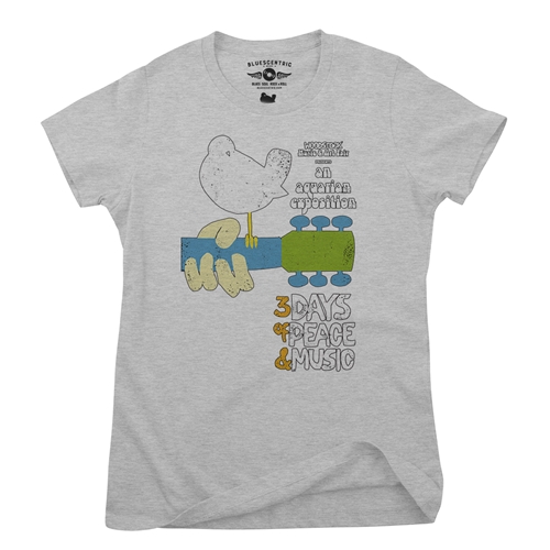 Woodstock Festival Poster Ladies T Shirt - Relaxed Fit - ladiesathleticheather