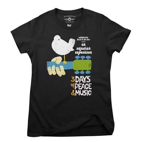 Woodstock Festival Poster Ladies T Shirt - Relaxed Fit - ladiesblack