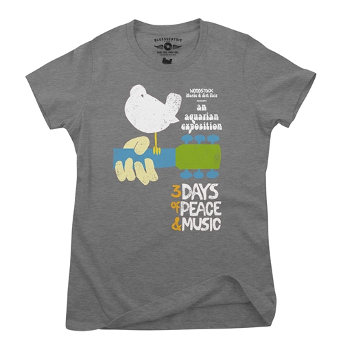 Woodstock Festival Poster Ladies T Shirt - Relaxed Fit - ladiesdeepheather