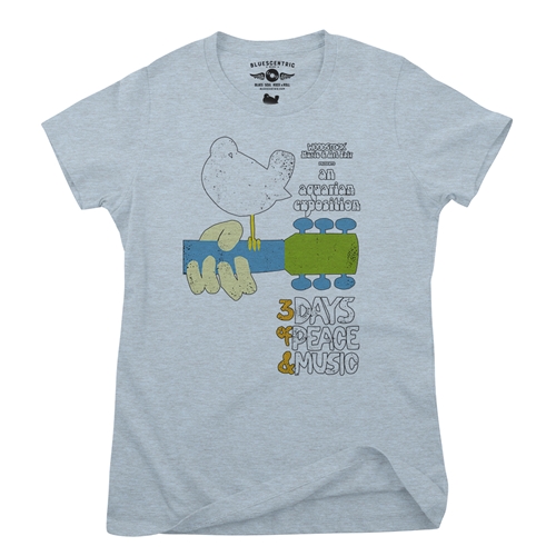 Woodstock Festival Poster Ladies T Shirt - Relaxed Fit - ladiesheatherprismblue
