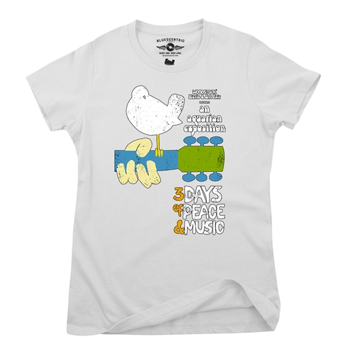 Woodstock Festival Poster Ladies T Shirt - Relaxed Fit - ladieswhite