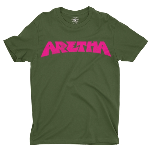 Aretha Franklin Pink T-Shirt - Lightweight Vintage Style - olive