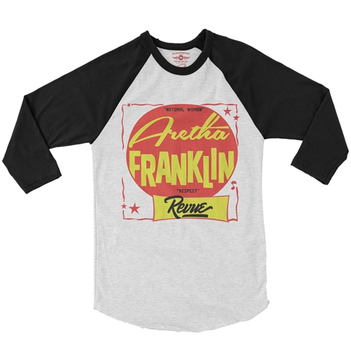 The Aretha Franklin Revue Baseball T-Shirt - raglanwhiteblacksleeve