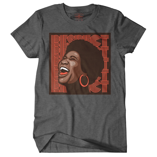 Aretha Respect Hoops T-Shirt - Classic Heavy Cotton - classicheathergrey