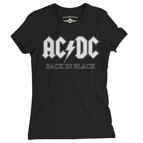 AC/DC Back In Black Album Cover Ladies T Shirt - Relaxed Fit - ladiesblack