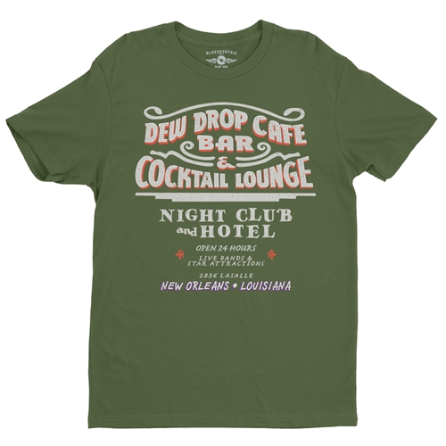 Dew Drop Inn New Orleans T-Shirt - Lightweight Vintage Style - olive