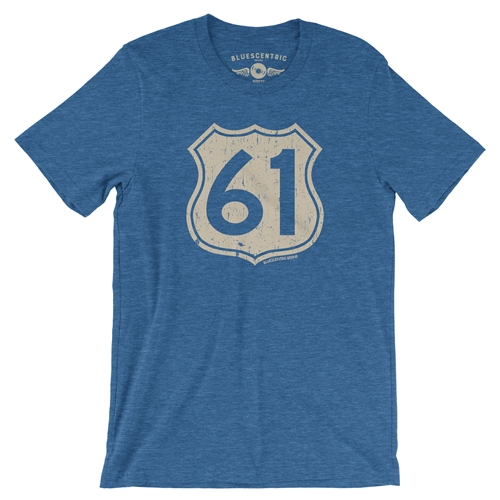 Highway 61 T-Shirt - Lightweight Vintage Style - heatherbbblue