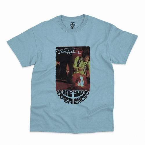 Jimi Hendrix Burning Guitar T-Shirt - Classic Heavy Cotton - classiclightblue