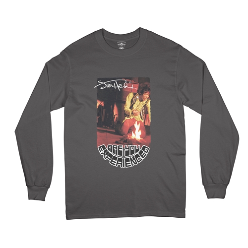 Jimi Hendrix Burning Guitar Long Sleeve T-Shirt - longsleeveblack