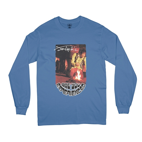 Jimi Hendrix Burning Guitar Long Sleeve T-Shirt - longsleeveblue