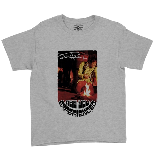 Jimi Hendrix Burning Guitar Youth T-Shirt - Lightweight Vintage Children & Toddlers - youthheatherathletic