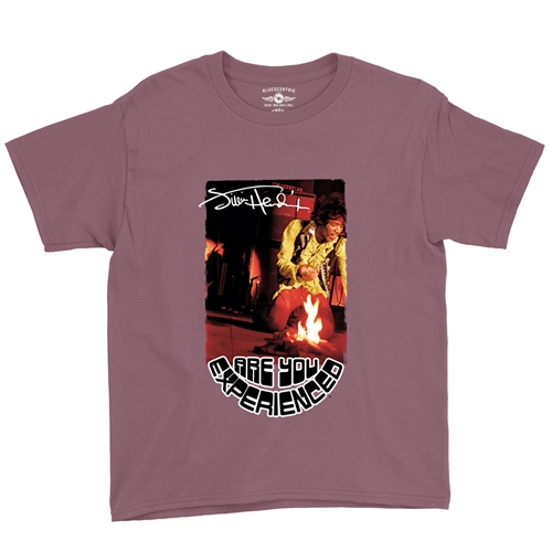 Jimi Hendrix Burning Guitar Youth T-Shirt - Lightweight Vintage Children & Toddlers - youthheathermaroon