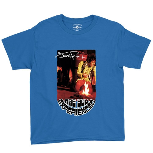 Jimi Hendrix Burning Guitar Youth T-Shirt - Lightweight Vintage Children & Toddlers - youthroyalblue