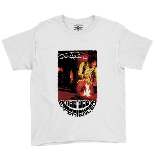 Jimi Hendrix Burning Guitar Youth T-Shirt - Lightweight Vintage Children & Toddlers - youthwhite