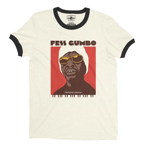 Professor Longhair Fess Gumbo Ringer T-Shirt - ringernaturalblacktrim