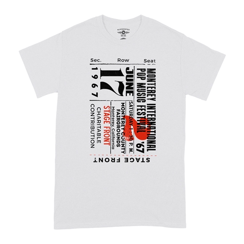 Monterey Pop Festival Ticket T-Shirt - Classic Heavy Cotton - white