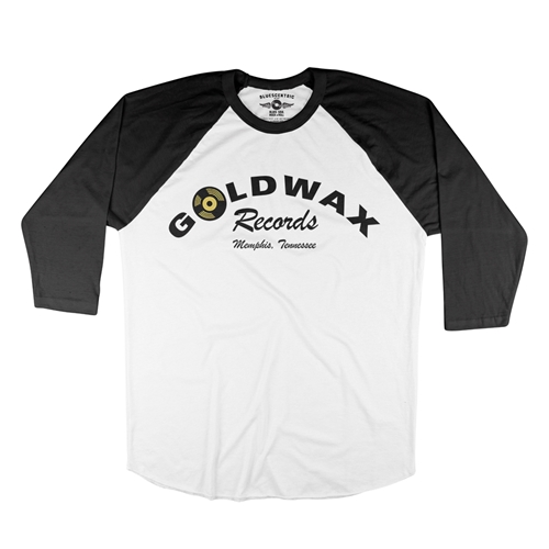 Goldwax Records Baseball T-Shirt - raglanwhiteblacksleeve