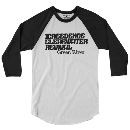 Creedence Green River 45 Baseball T-Shirt - raglanwhiteblacksleeve