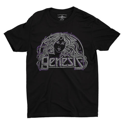 Vintage Genesis Hair Logo Tee T-Shirt - Lightweight Vintage Style - vintageblack