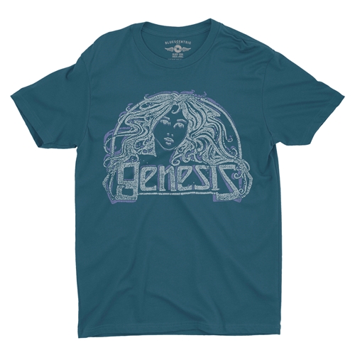 Vintage Genesis Hair Logo Tee T-Shirt - Lightweight Vintage Style - vintagedeepteal