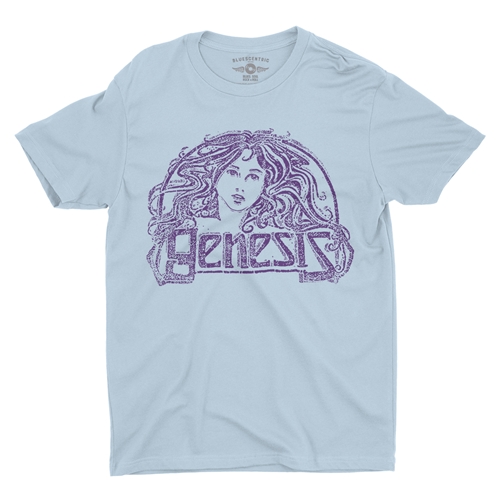 Vintage Genesis Hair Logo Tee T-Shirt - Lightweight Vintage Style - vintagethrowbackblue