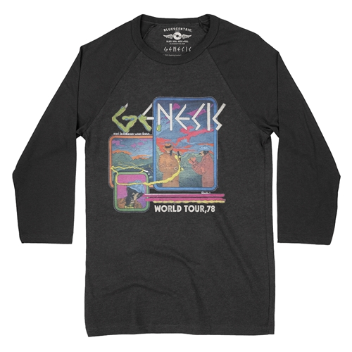 Genesis 1978 Tour Baseball T-Shirt - raglanblackblacksleeve