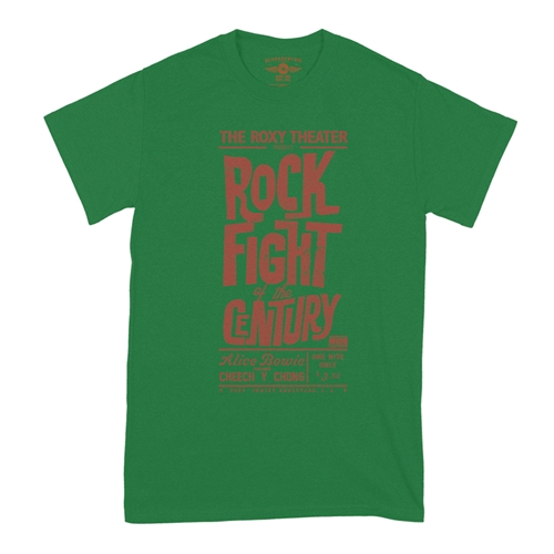 Rock Fight of the Century Cheech and Chong T-Shirt - Classic Heavy Cotton - classickellygreen
