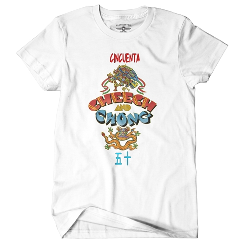 Small Batch Ltd. Edition Cheech & Chong Debut 50th T-Shirt - Classic Heavy Cotton - white
