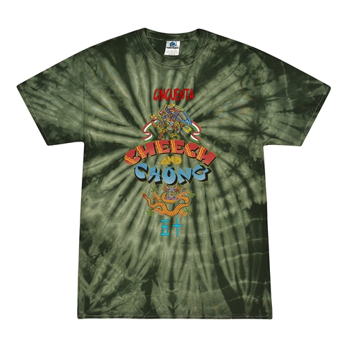 Small Batch Ltd. Edition Cheech & Chong Debut 50th Tie-Dye T-Shirt - Yesca Green