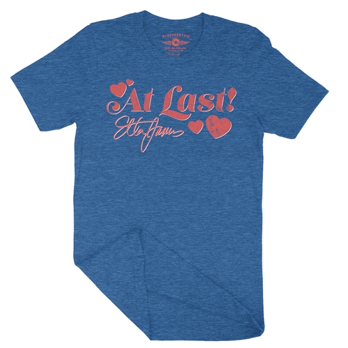 Etta James Red Heart T-Shirt - Lightweight Vintage Style - vintageheatherroyalblue
